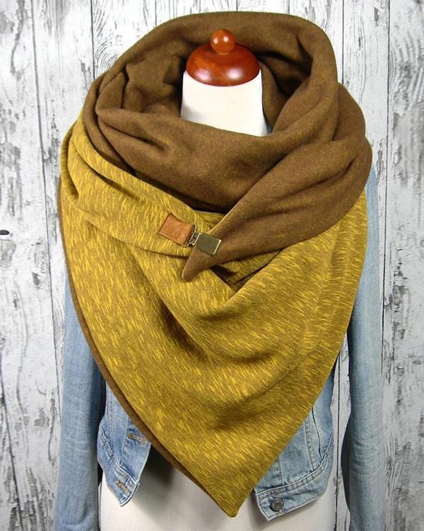 Women Solid Color Scarf Shawl Wrap Multi-purpose Neck Wrap Yellow Scarf