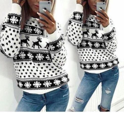 Fawn Print Christmas Sweater