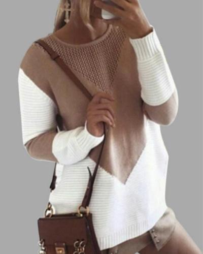 Knitting Patchwork Sweaters with Hollow Out Design Tops