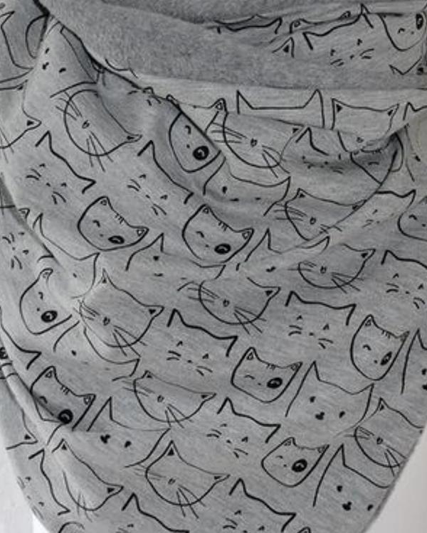 Women Cat Printed Scarf Shawl Multi-purpose Neck Wrap Warm Scarf