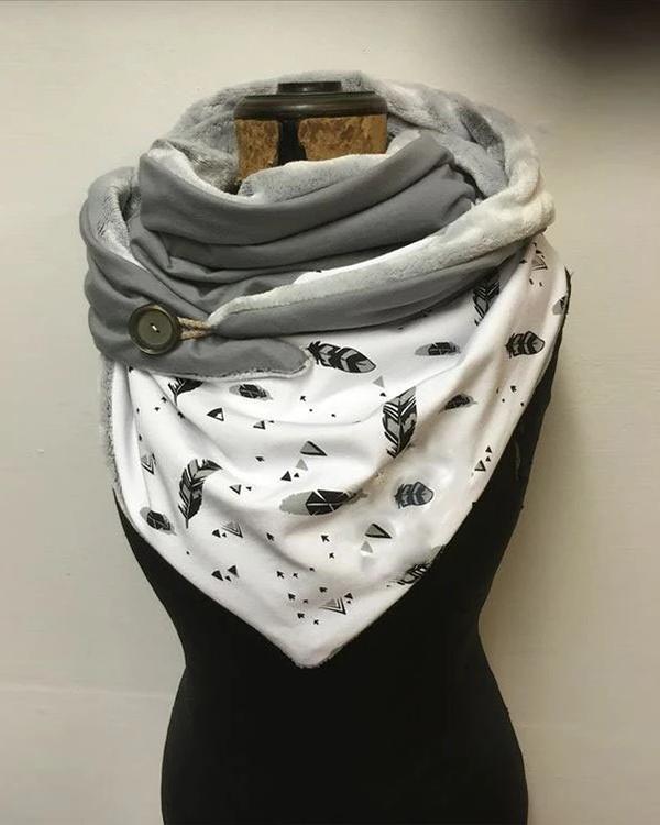 Women Printed Scarf Shawl Multi-purpose Neck Wrap White Scarf