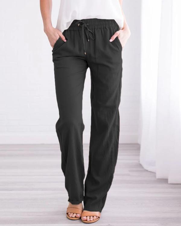 Women's Linen Cotton Straight Pants