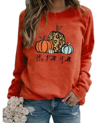 Halloween Print Pumpkin Cotton Sweatshirt