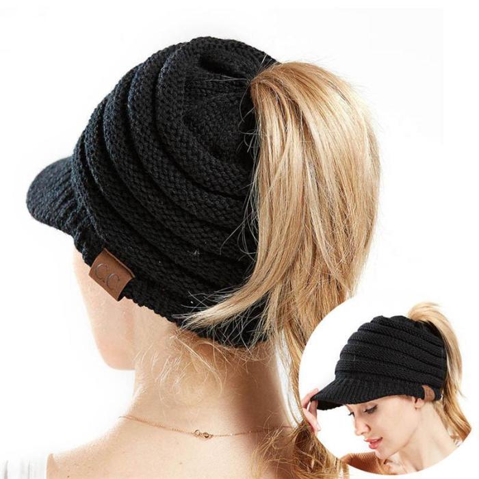 Womens Winter Warm Thicken Ponytail Beanie Hat