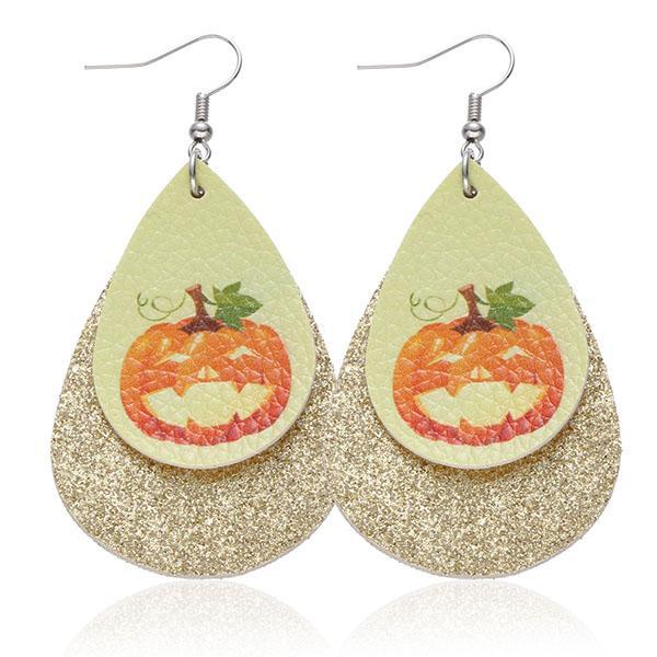 Halloween Graphic Print Fashion PU Leather Earrings