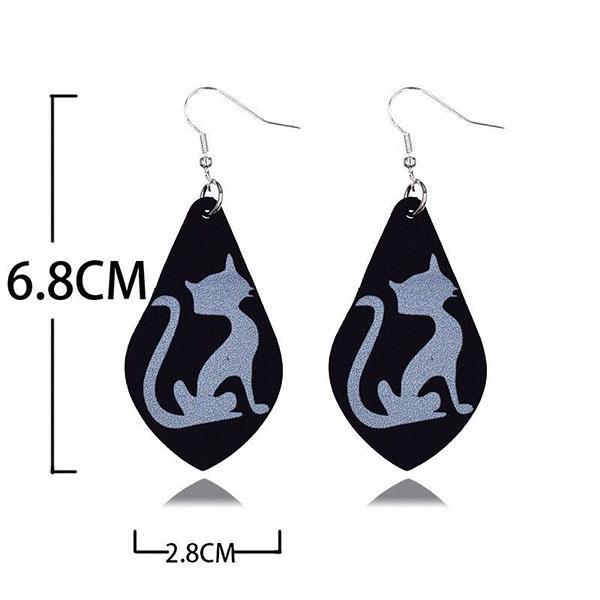 Halloween Silhouette Print Fashion PU Leather Earrings