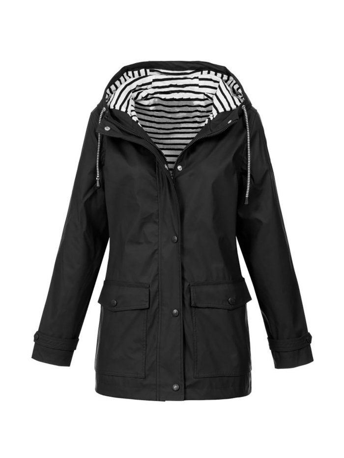 Casual Solid Leather-Paneled Hoodie Jacket