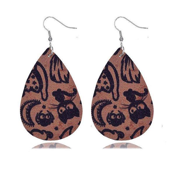 Halloween Graphic Print Fashion PU Leather Earrings