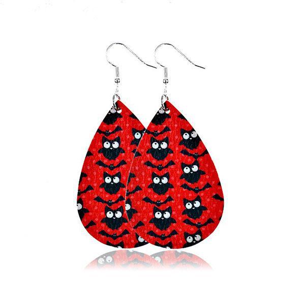 Halloween Graphic Print Fashion PU Leather Earrings(11 Colors)