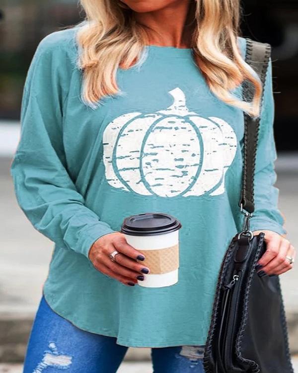 Casual Round Neck Printed Blouses