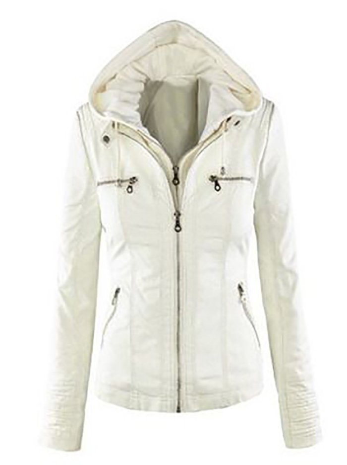 Hoodie Solid Long Sleeve Pockets Zipper Winter Plus Size Jacket Coat