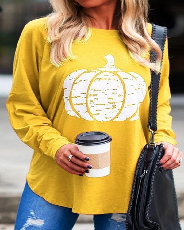 Casual Round Neck Printed Blouses