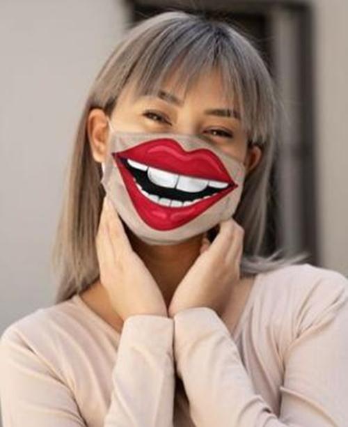 Lip Print Colorblock Breathable Cotton Face Mask Accessory