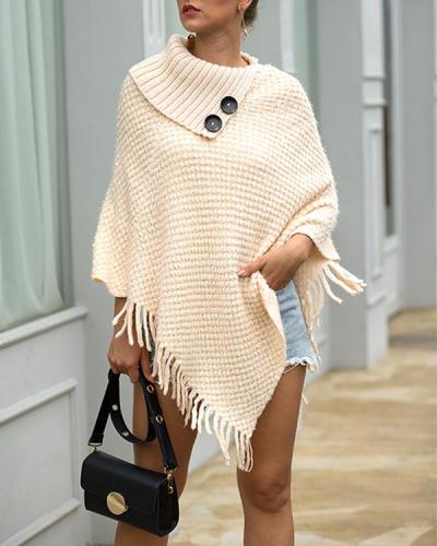 Womens Sweater Knit Tassel Crochet Sweaters Pullover Cape Shawl Wrap