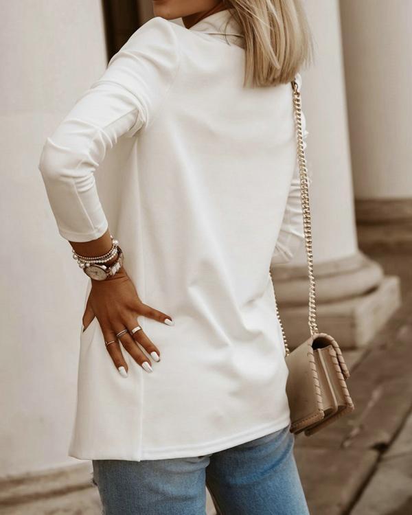 Fashion Solid Long Sleeve Blazer