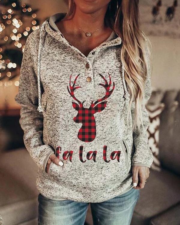 Women's Christmas Printed Long Sleeve Hoodie