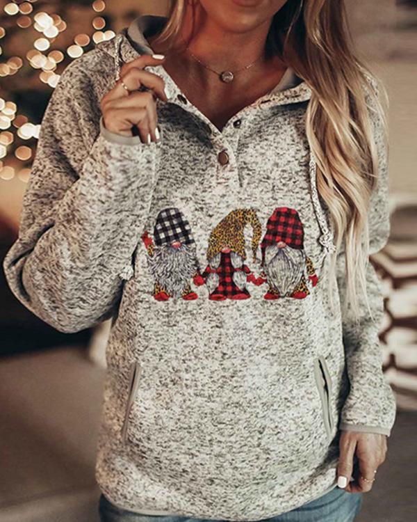 Fashion Christmas Printed Hooded Sweatshirt