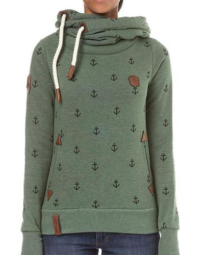 Patchwork Cotton-Blend Casual Hoodie Sweatshirt