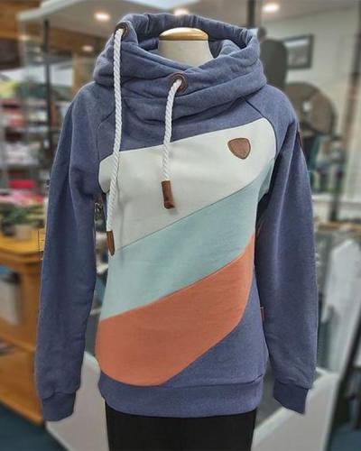 Hooded Color-block Long Sleeve Sweatshirt