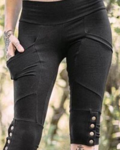 Women's Vintage Slim Pocket Leggings Pants