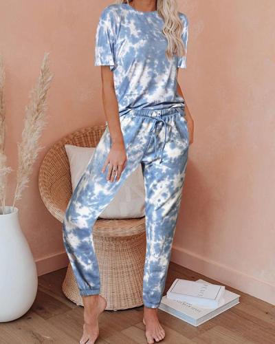 Lace-up Tie-dye Royalblue Loungewear