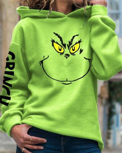 Green Graffiti Hooded Long Sleeve Sweatshirt