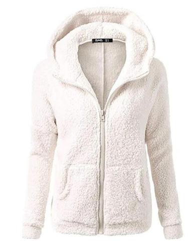 Warm Long Coat Fur Collar Hooded Sweater Zipper Jacket Winter Outwear