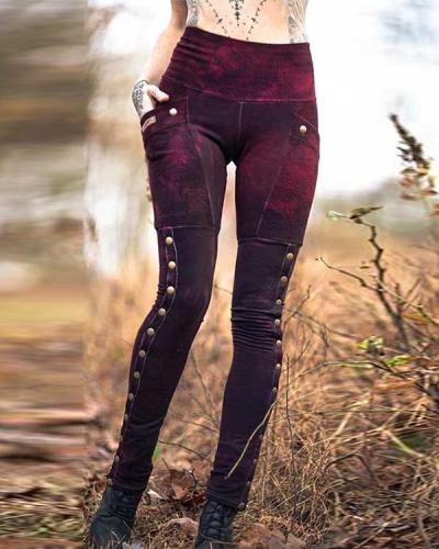 Women's Burgundy Soldier Leggings