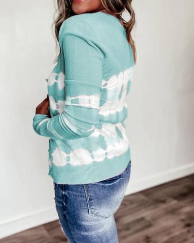 Women's Plus Size Tie Dye Knit Sweater Cardigan