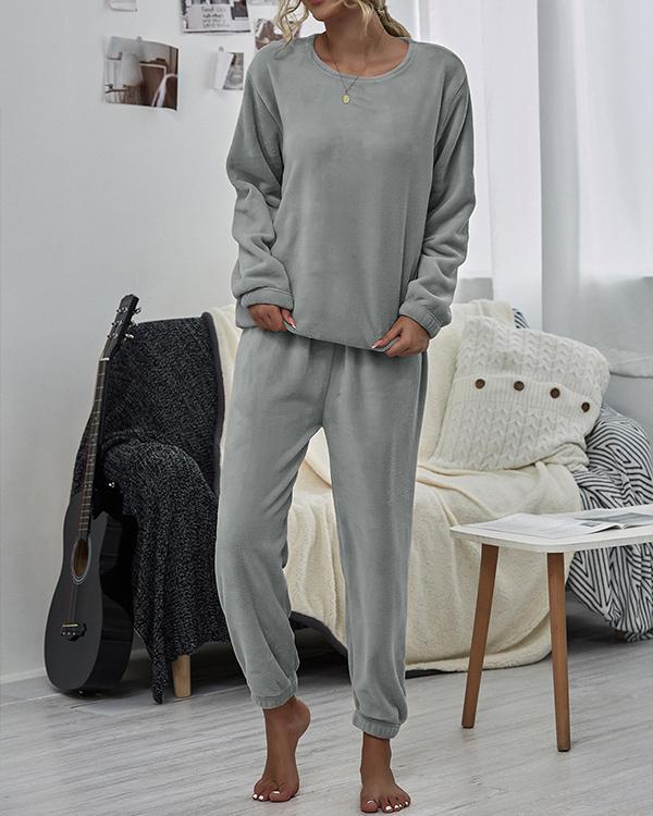 Women Solid Color Long Sleeve Loungewear