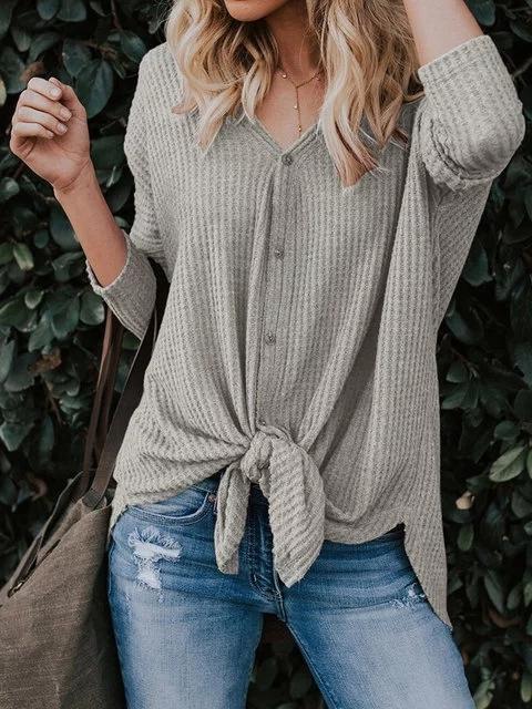 Long Sleeve Casual Buttoned Knitted V neck Cardigan