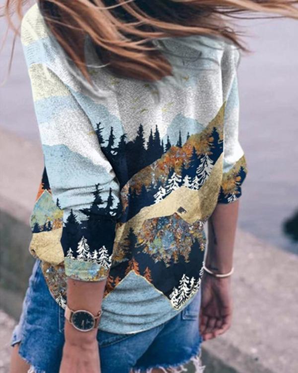 Women Printed Long Sleeve Casual Sweatshirts