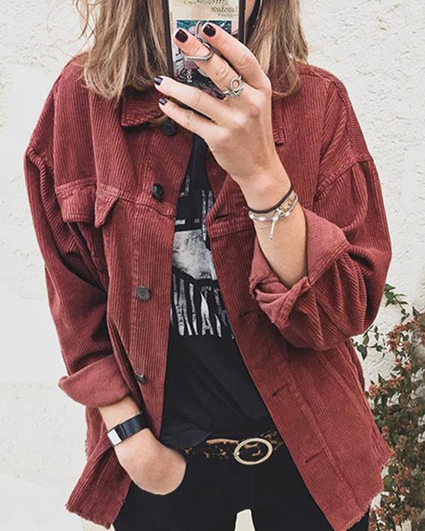 Women Corduroy Shirt Jacket