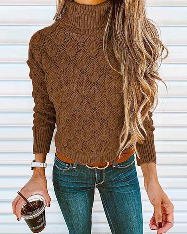 Crochet Turtleneck Knitting Top