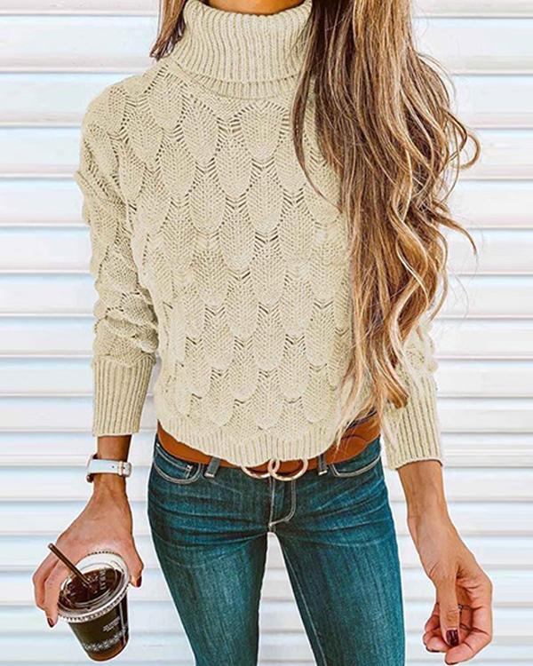Crochet Turtleneck Knitting Top
