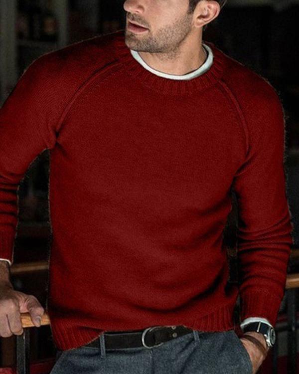 Men's Solid Color Casual Knit Sweater