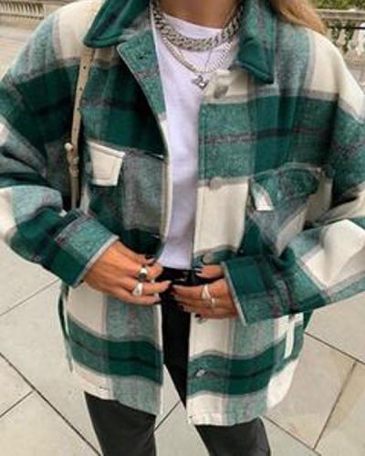 Shawl Collar Plaid Casual Jacket