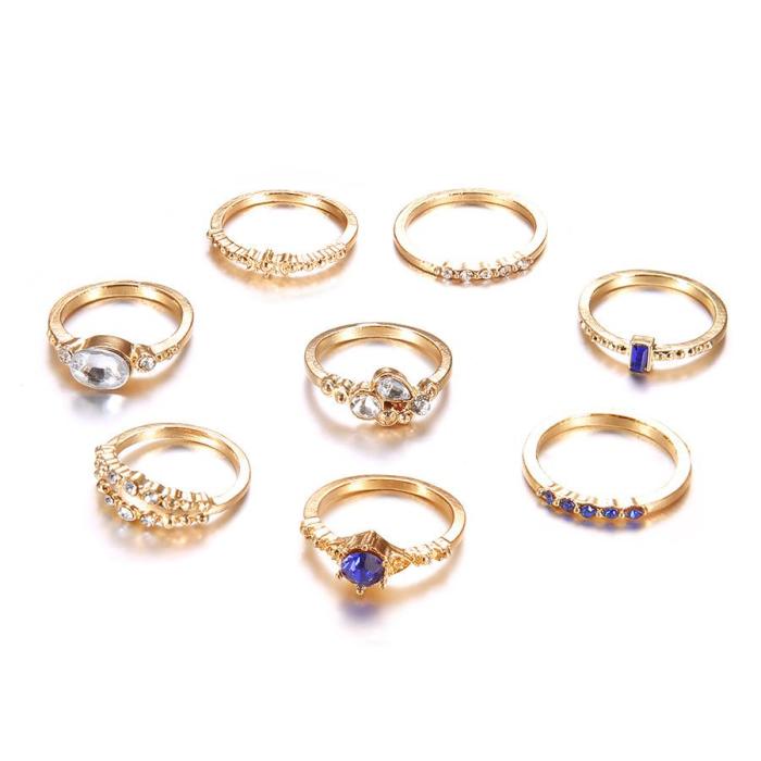 Flash Diamond Ring 8 Piece Ring Set