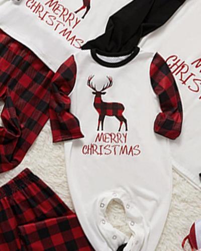 Baby's Cotton Elk Plaid Parent-Child Family Christmas Loungewear