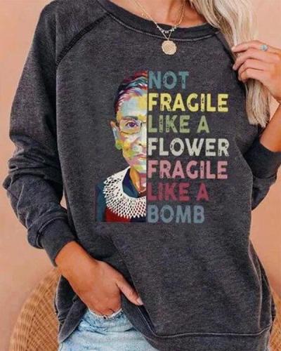 Women Casual Letter Printed Long Sleeve Tops