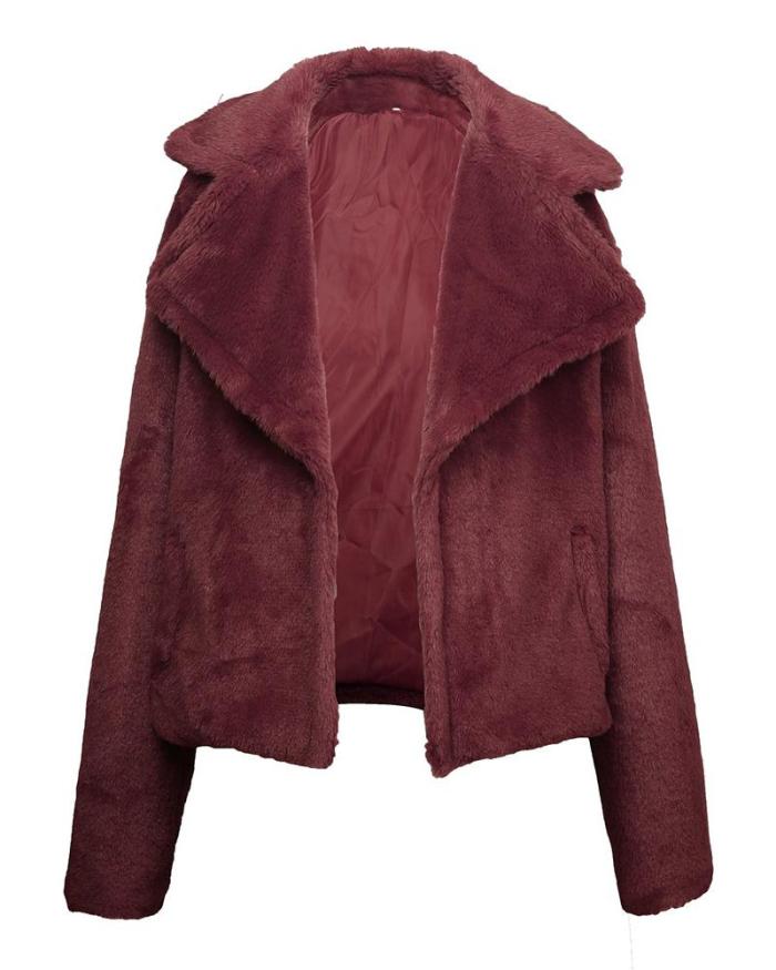 Fur Cardigan Winter Coat Oversized Shirt &Tops With Pocket