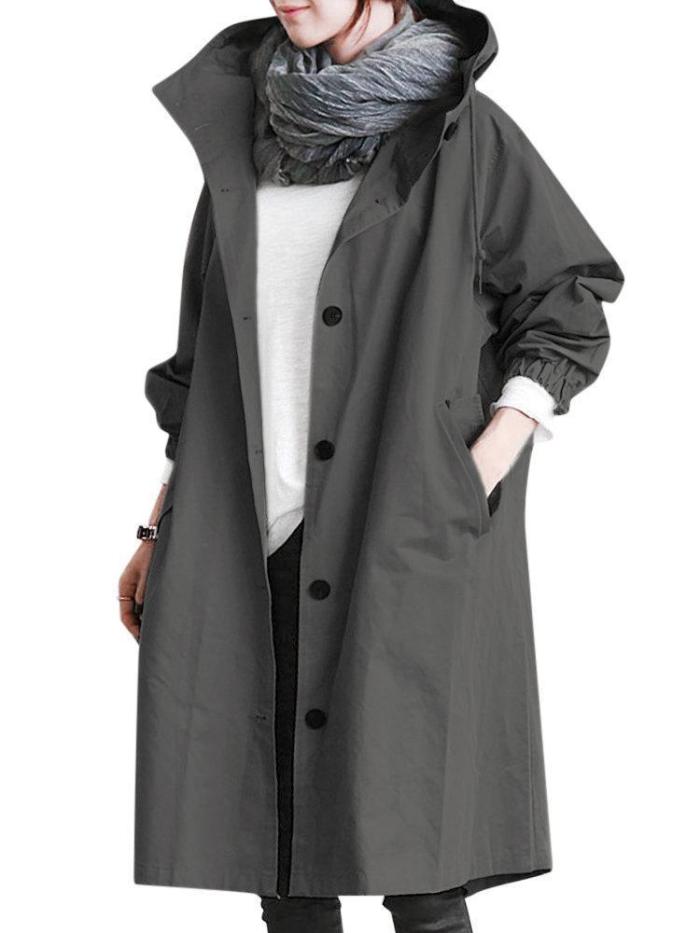 US$ 68.89 - Fashion Pure Color Hooded Trench Coats for Women - www ...