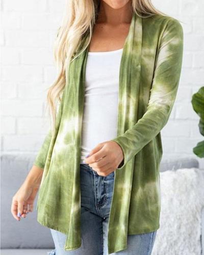 Casual Autumn Tie Dye Cardigan