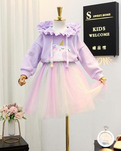 Baby / Toddler Hoodie Sweatshirt Rainbow Dress Set