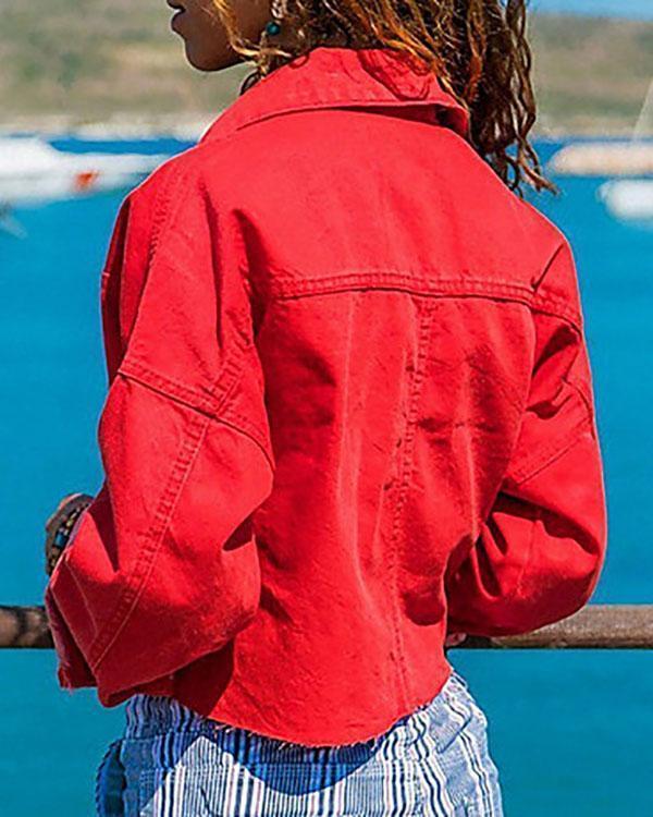Women's Daily Short Jacket Solid Colored Jacket