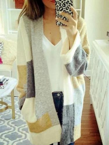 White Cotton V-Neck Casual Knitted Cardigan