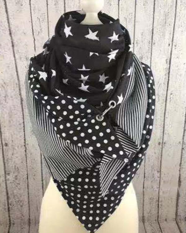 Women Polka Dots Printed Shawl Multi-purpose Neck Wrap Warm Scarf