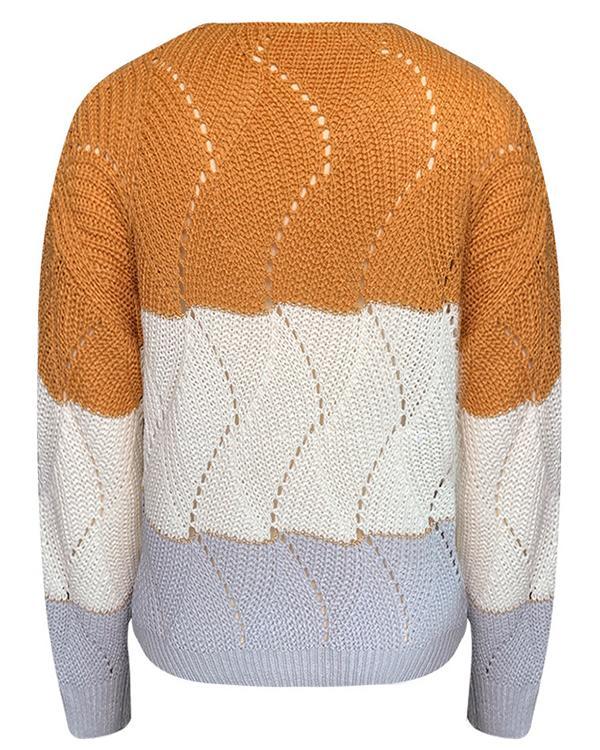 Hollow Out Knitted Long Sleeve Pullover Sweater