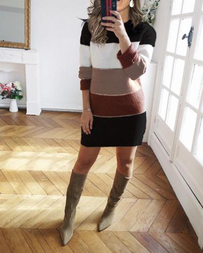 Women's Knit Sweater Long Sleeve Bodycon Mini Dress