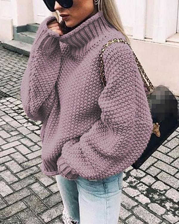 New Fashion High collar Long Sleeve Knit Sweaters